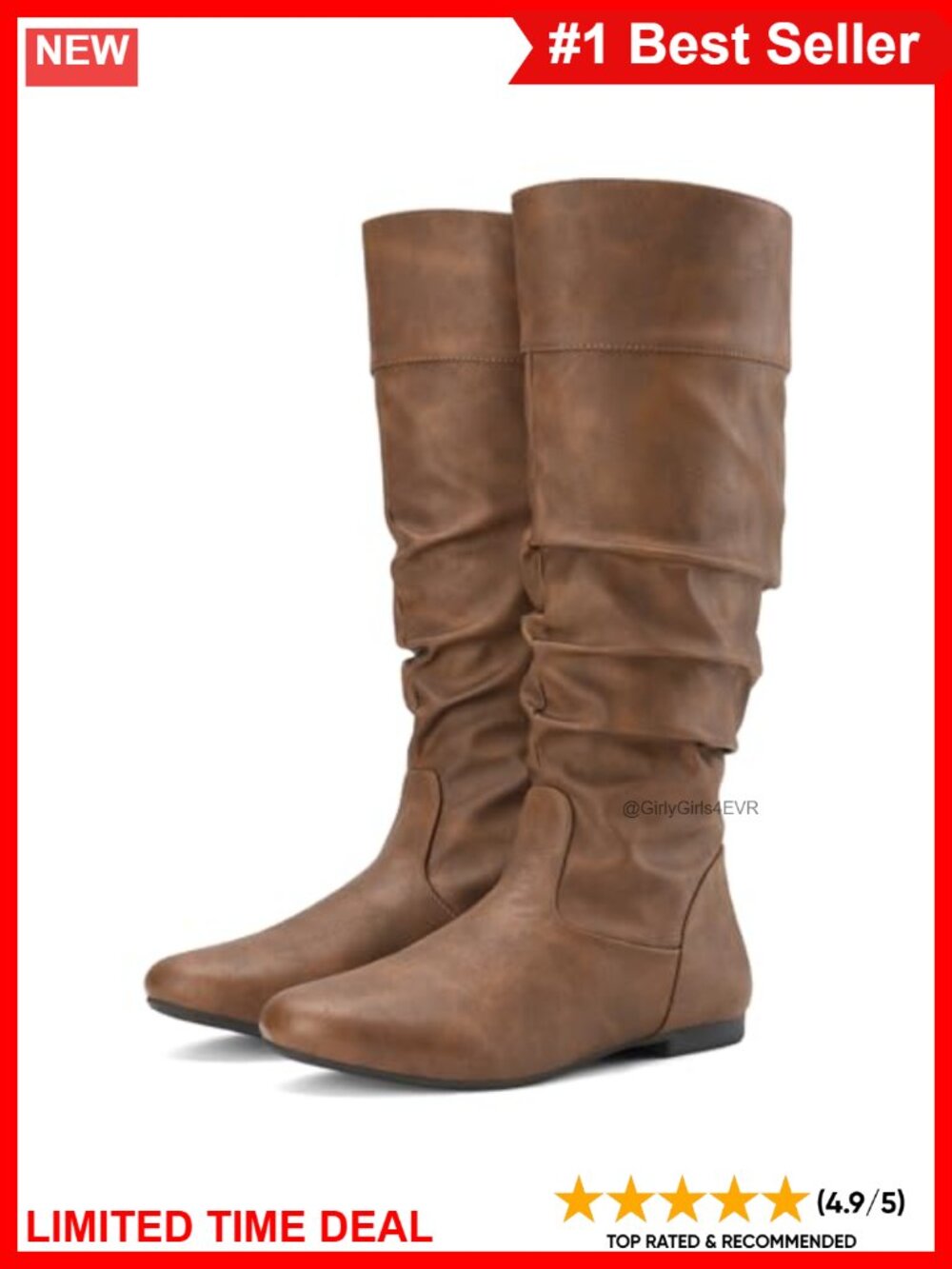 Slouchy Knee High Pull On Flat Boots Synthetic Comfort Lined